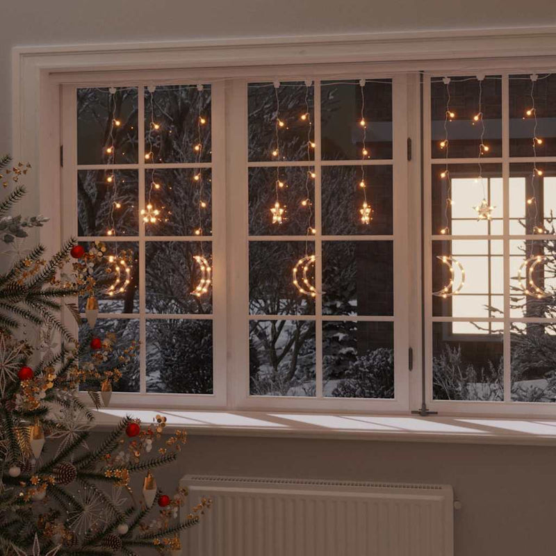 HKM-903763 Star and Moon String Lights with Remote Control - 138 Energy-Saving LEDs for Holiday Decor
