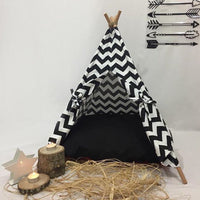 HKM-9038269 Pet Indian Removable and Washable Dog Tent in Black and White Stripes, Small and Large Sizes Available