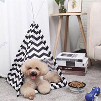 HKM-9038269 Pet Indian Removable and Washable Dog Tent in Black and White Stripes, Small and Large Sizes Available