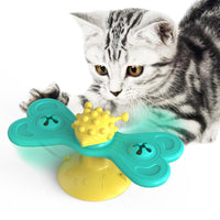 HKM-903827 Butterfly Cat Turntable Bite Toy - Interactive Green and Yellow TPR Design for Cats