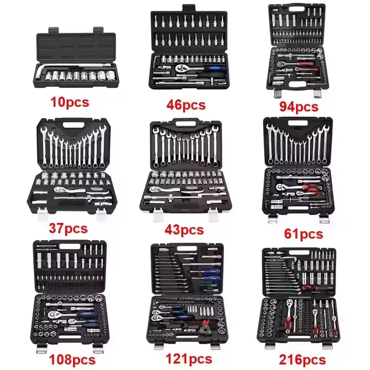 HKM-903827 Multifunctional 216/172-Piece Household Tool Set with Ratchet Wrench and Combination Kit for Car Repair