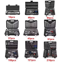 HKM-903827 Multifunctional 216/172-Piece Household Tool Set with Ratchet Wrench and Combination Kit for Car Repair
