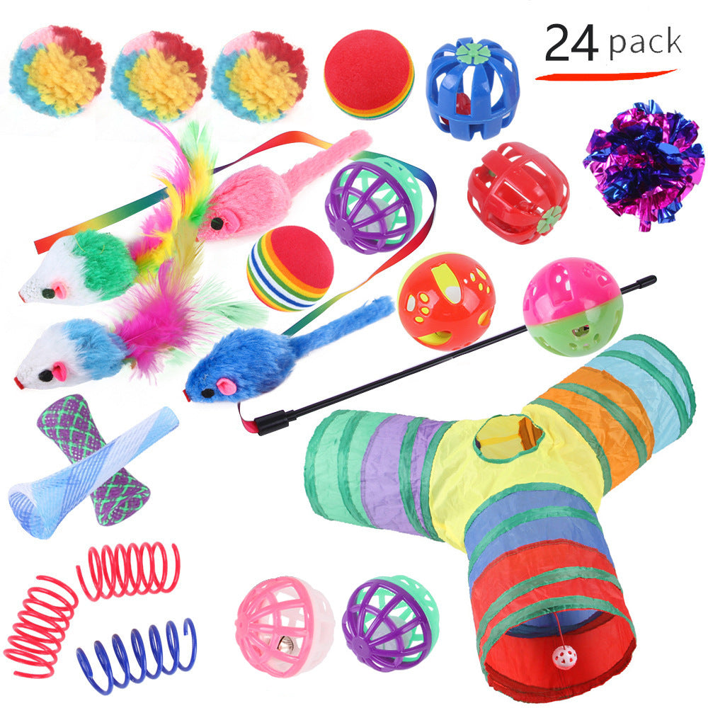 HKM-9038525 Interactive Cat Toy Set with Colorful Channels and Random Accessories