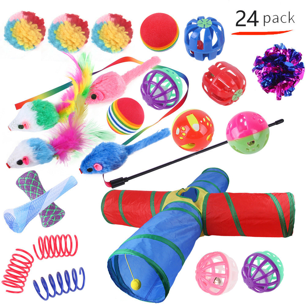 HKM-9038525 Interactive Cat Toy Set with Colorful Channels and Random Accessories