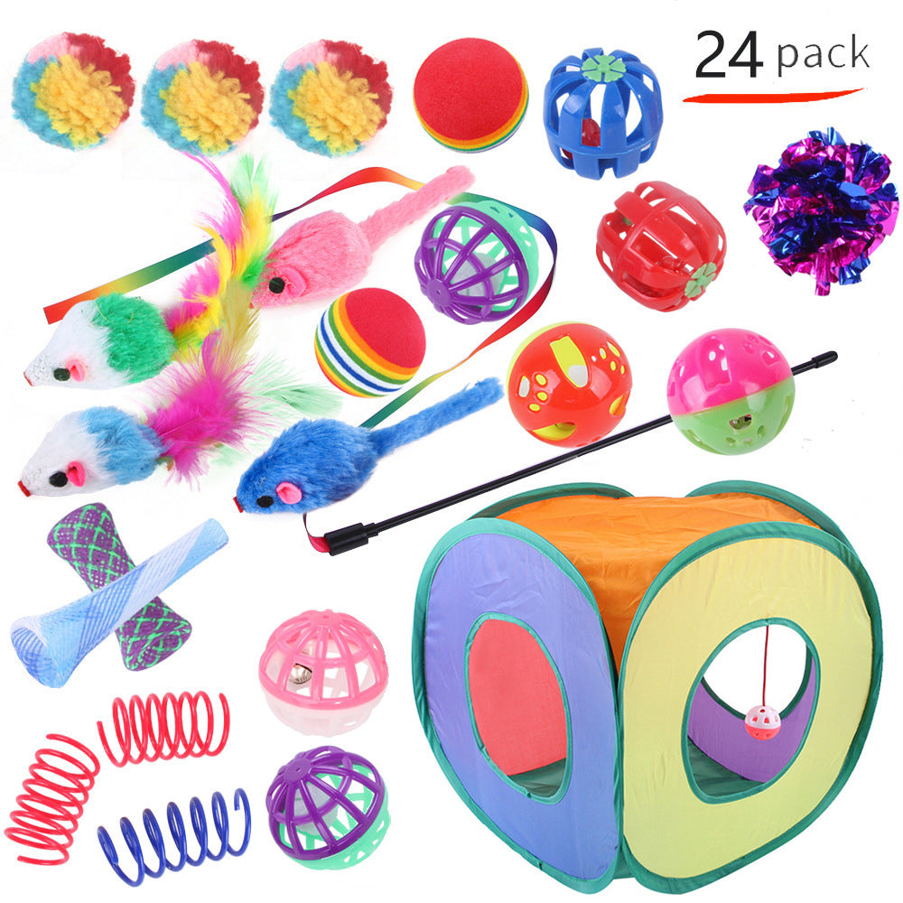 HKM-9038525 Interactive Cat Toy Set with Colorful Channels and Random Accessories