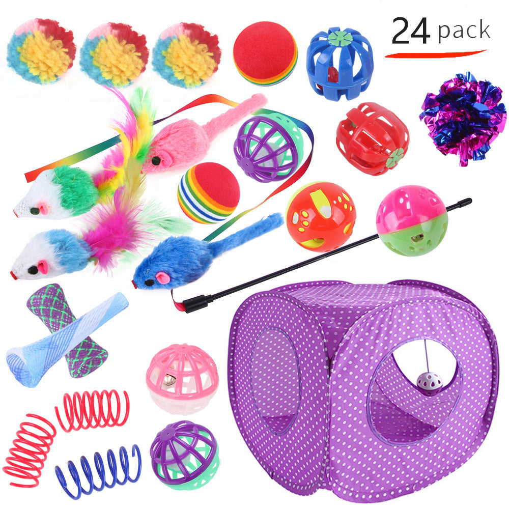 HKM-9038525 Interactive Cat Toy Set with Colorful Channels and Random Accessories