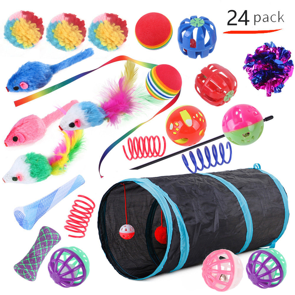 HKM-9038525 Interactive Cat Toy Set with Colorful Channels and Random Accessories