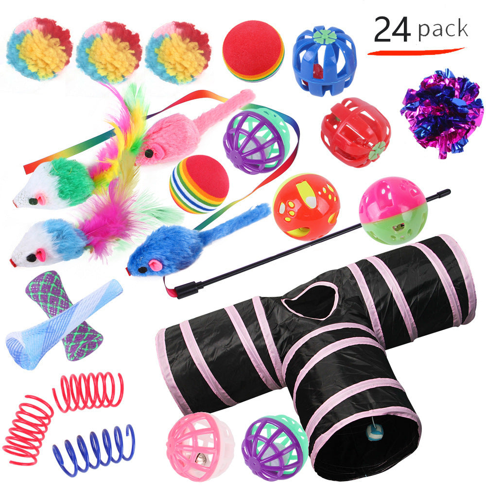 HKM-9038525 Interactive Cat Toy Set with Colorful Channels and Random Accessories