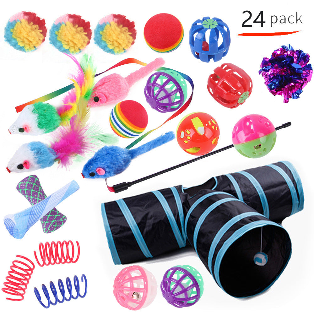 HKM-9038525 Interactive Cat Toy Set with Colorful Channels and Random Accessories