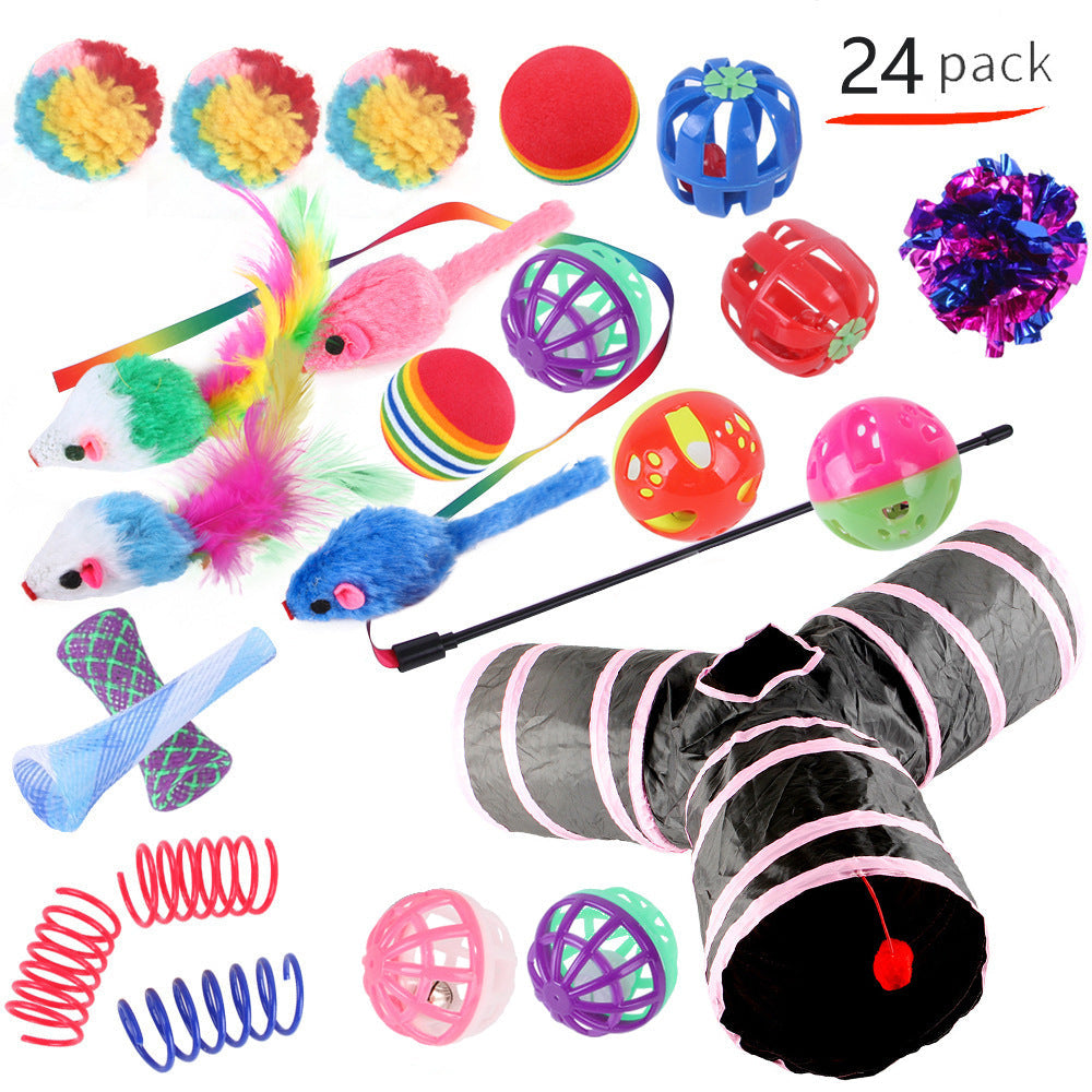 HKM-9038525 Interactive Cat Toy Set with Colorful Channels and Random Accessories