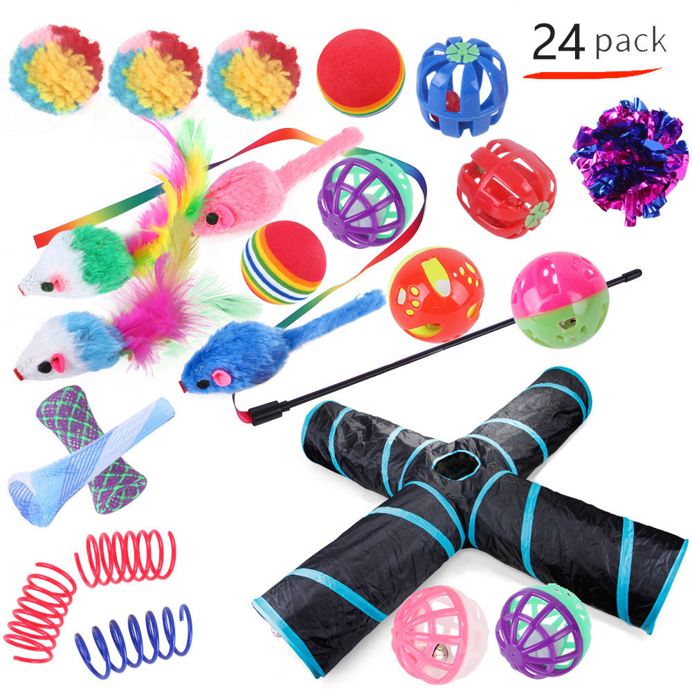 HKM-9038525 Interactive Cat Toy Set with Colorful Channels and Random Accessories