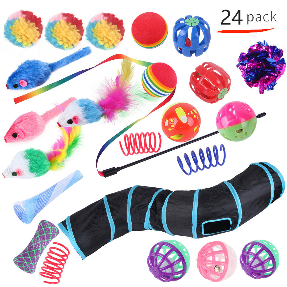 HKM-9038525 Interactive Cat Toy Set with Colorful Channels and Random Accessories