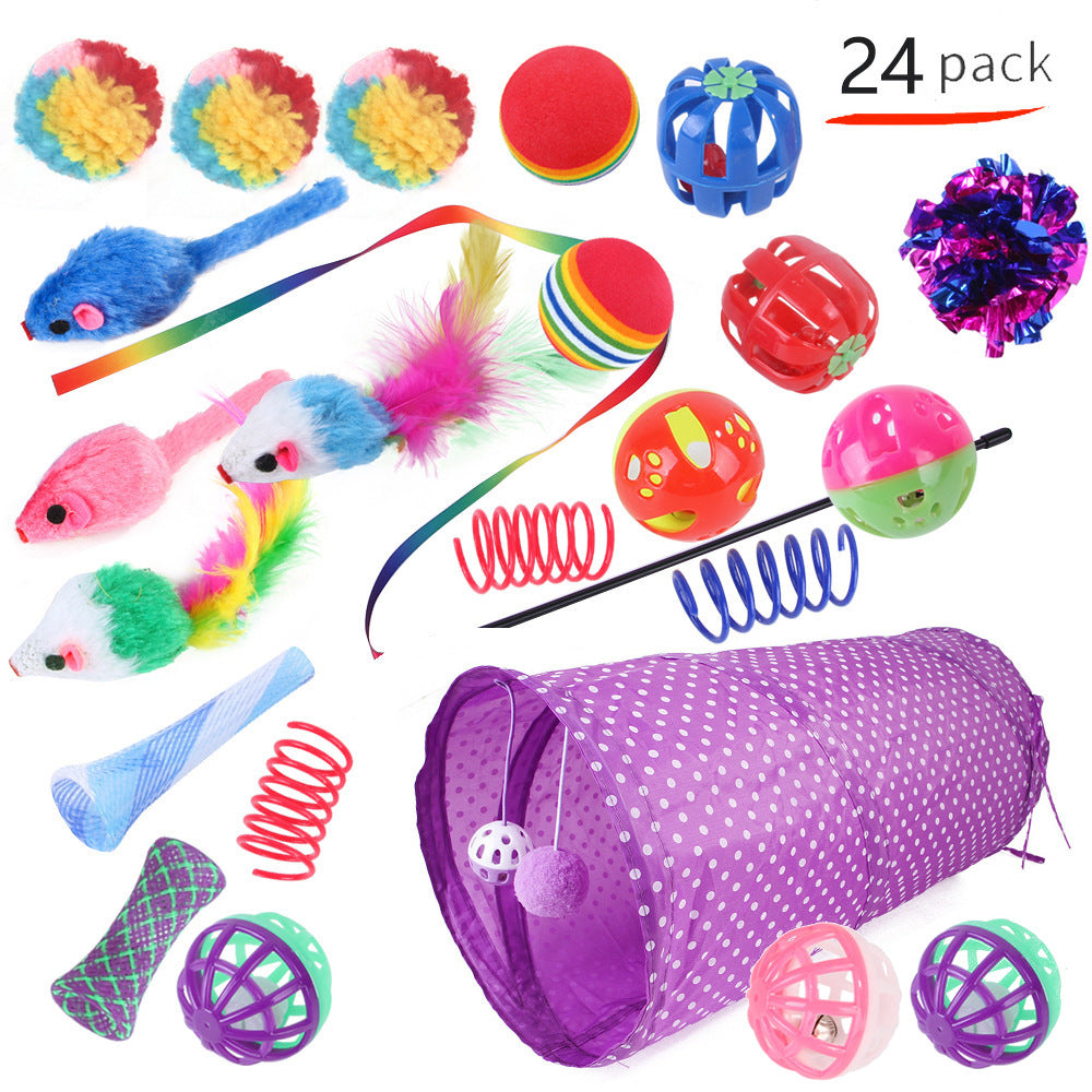 HKM-9038525 Interactive Cat Toy Set with Colorful Channels and Random Accessories