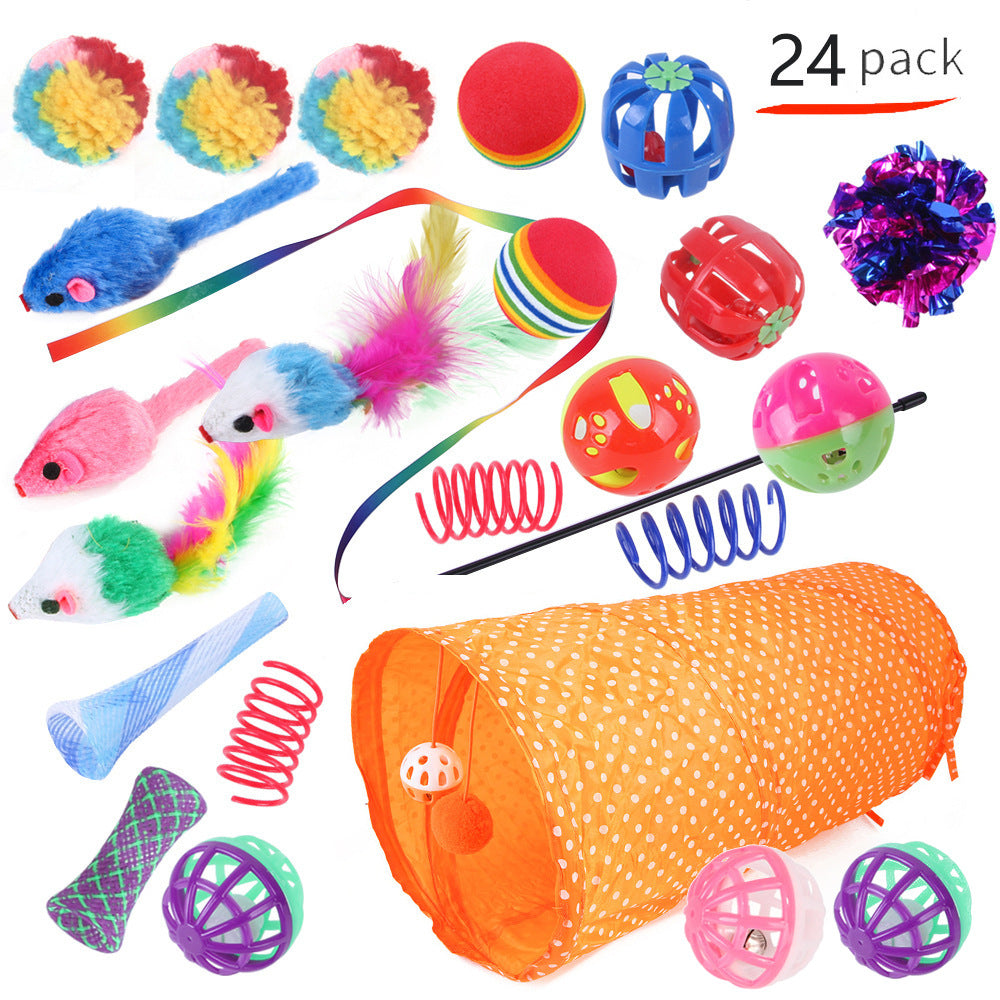 HKM-9038525 Interactive Cat Toy Set with Colorful Channels and Random Accessories