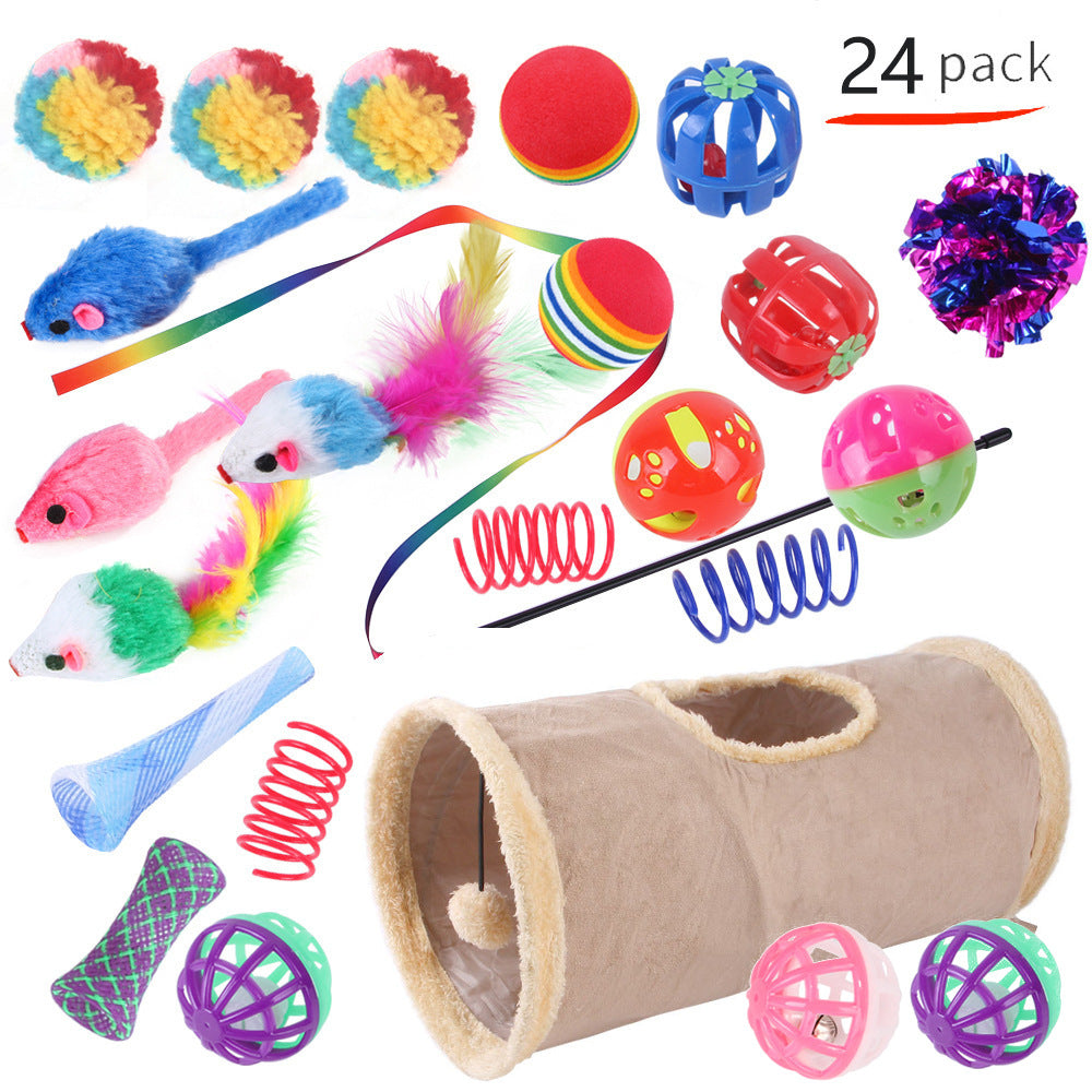HKM-9038525 Interactive Cat Toy Set with Colorful Channels and Random Accessories