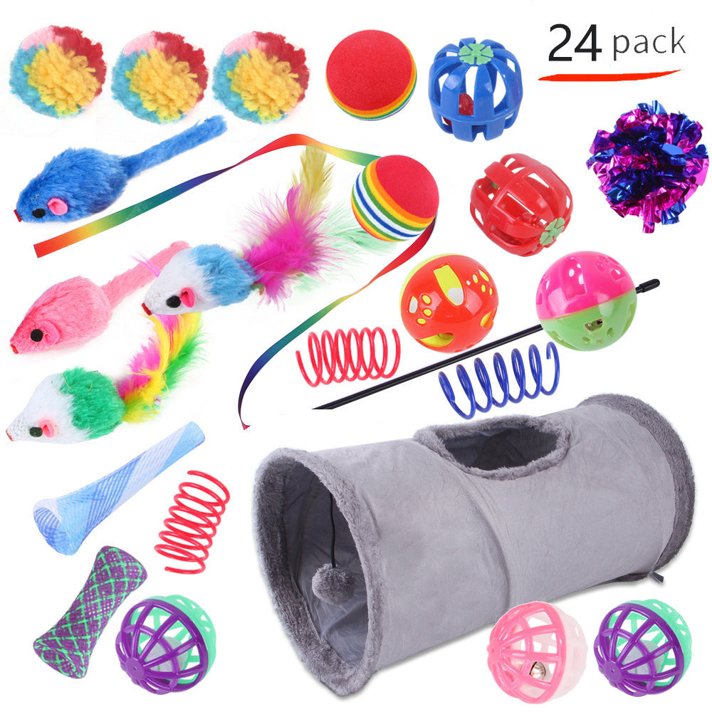 HKM-9038525 Interactive Cat Toy Set with Colorful Channels and Random Accessories