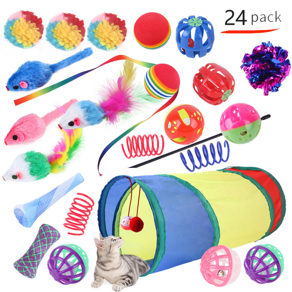 HKM-9038525 Interactive Cat Toy Set with Colorful Channels and Random Accessories