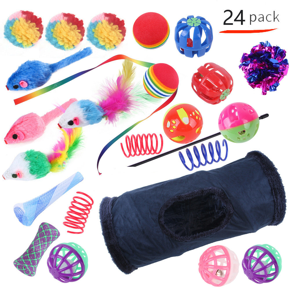 HKM-9038525 Interactive Cat Toy Set with Colorful Channels and Random Accessories