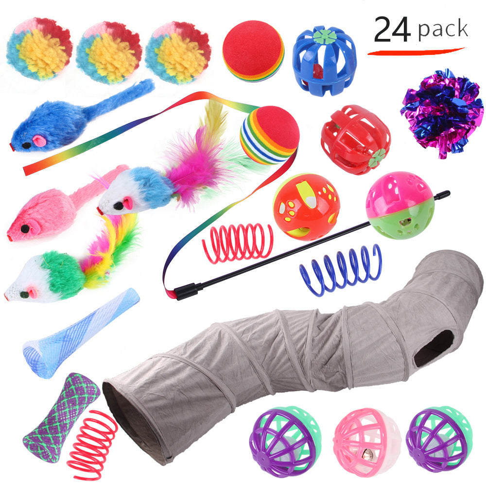 HKM-9038525 Interactive Cat Toy Set with Colorful Channels and Random Accessories