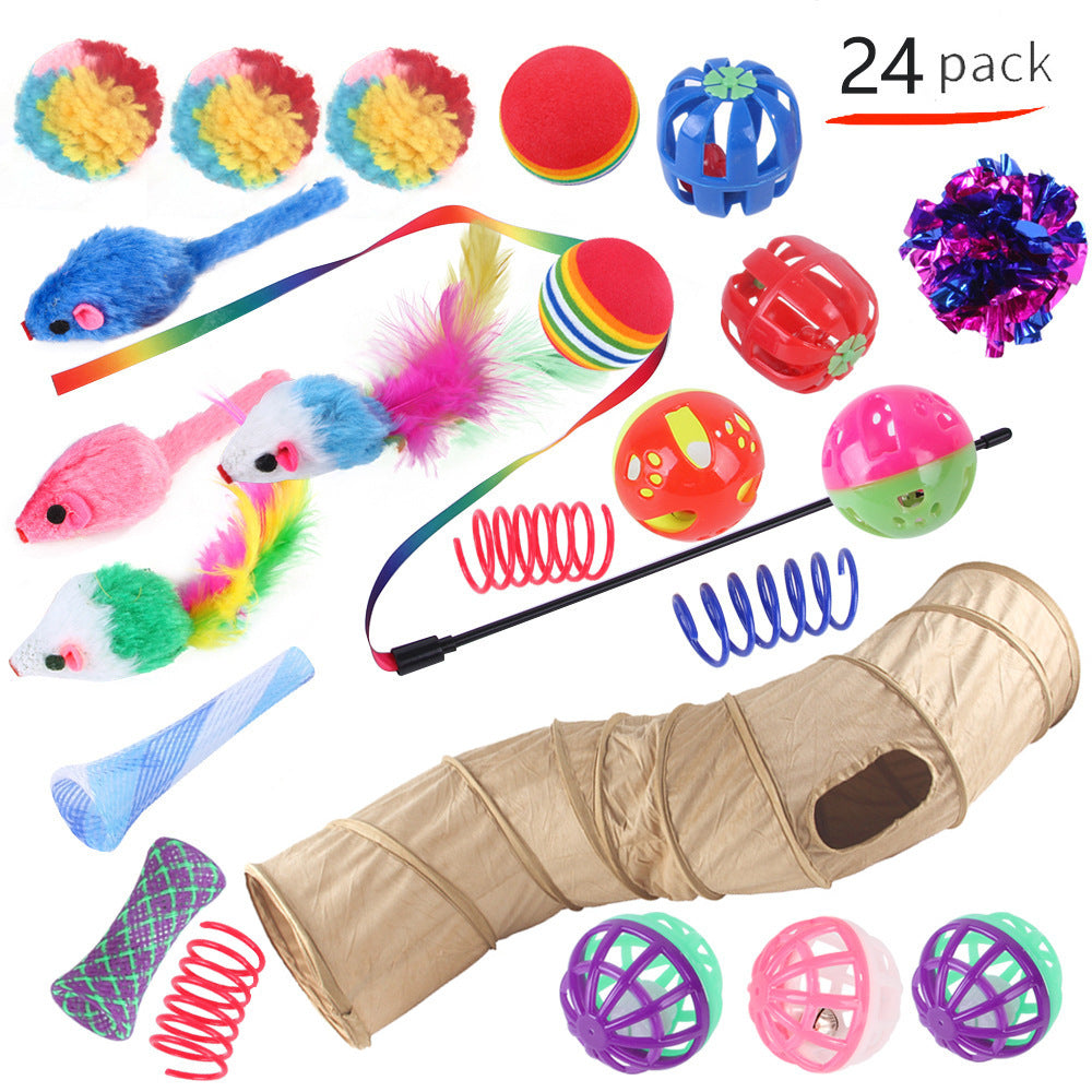 HKM-9038525 Interactive Cat Toy Set with Colorful Channels and Random Accessories