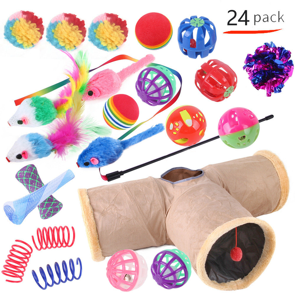 HKM-9038525 Interactive Cat Toy Set with Colorful Channels and Random Accessories