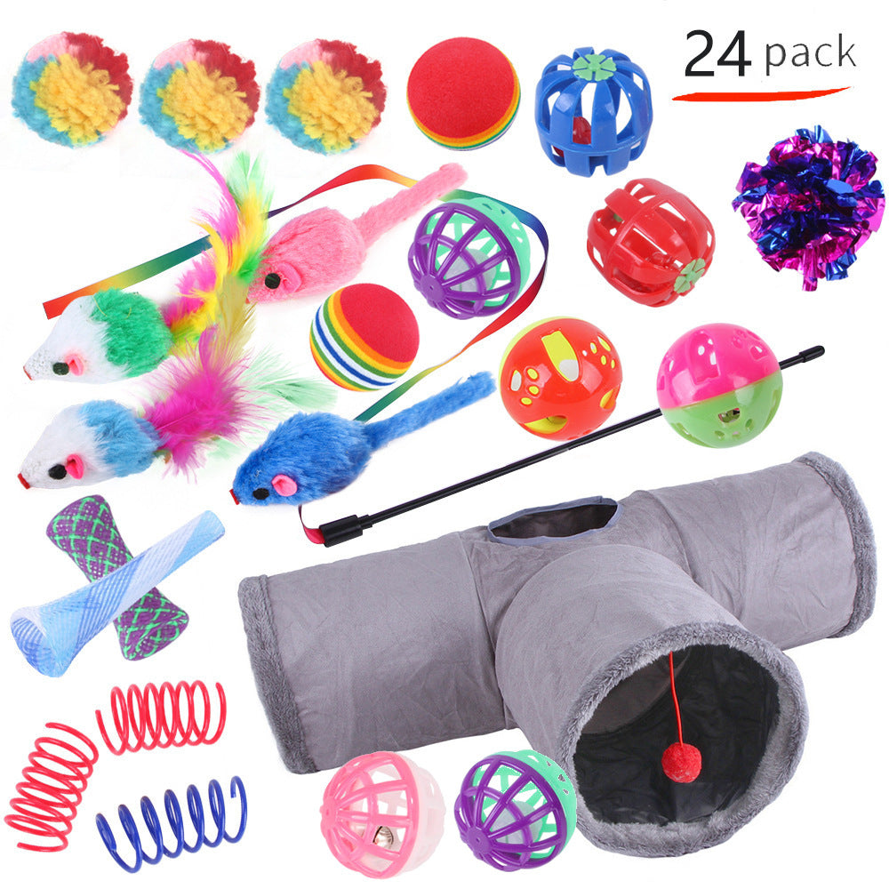 HKM-9038525 Interactive Cat Toy Set with Colorful Channels and Random Accessories