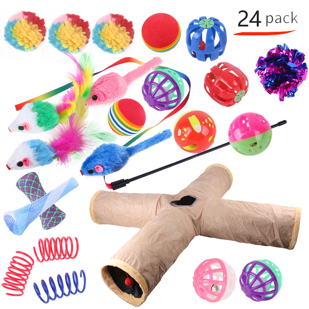 HKM-9038525 Interactive Cat Toy Set with Colorful Channels and Random Accessories