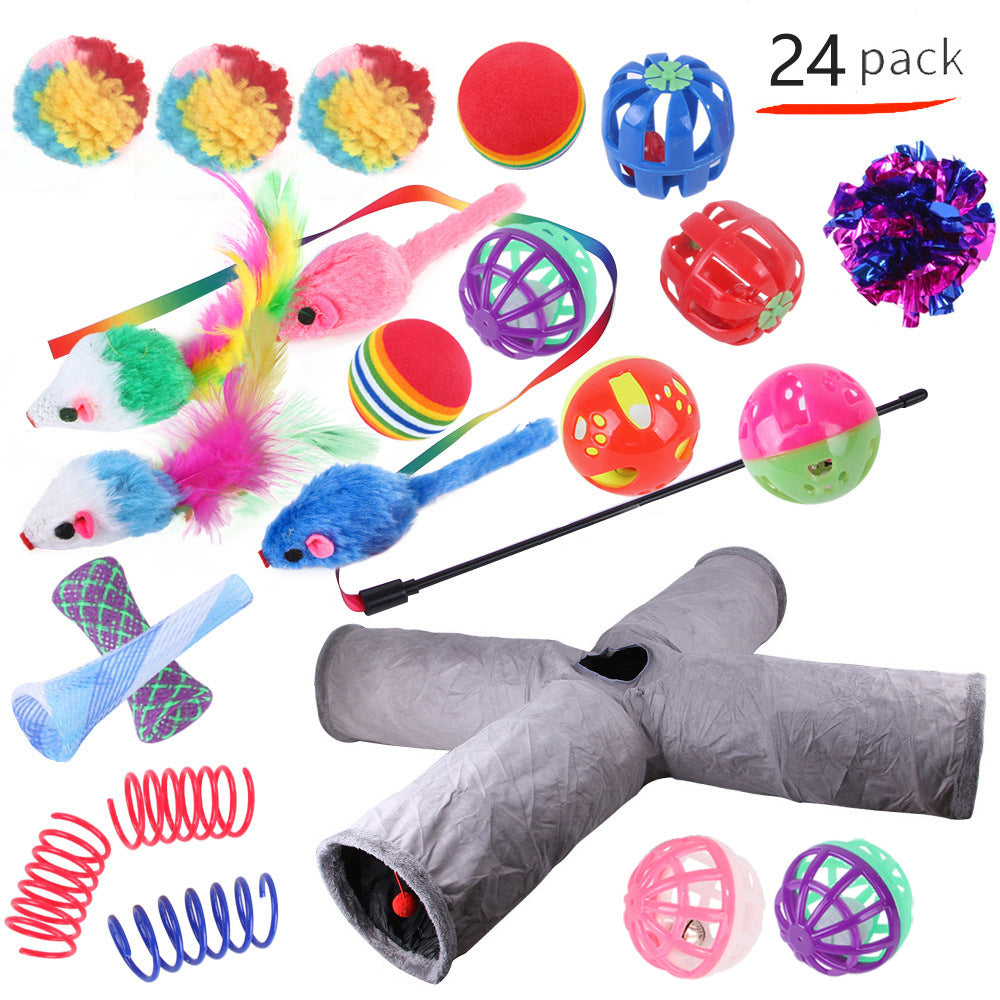 HKM-9038525 Interactive Cat Toy Set with Colorful Channels and Random Accessories