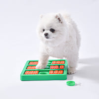 HKM-9040061 Interactive Dog Toy for Boredom Relief - Square Leaky Food Dispensing Design, Green/Blue, 23*24*2.8CM