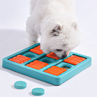 HKM-9040061 Interactive Dog Toy for Boredom Relief - Square Leaky Food Dispensing Design, Green/Blue, 23*24*2.8CM