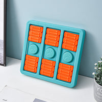 HKM-9040061 Interactive Dog Toy for Boredom Relief - Square Leaky Food Dispensing Design, Green/Blue, 23*24*2.8CM