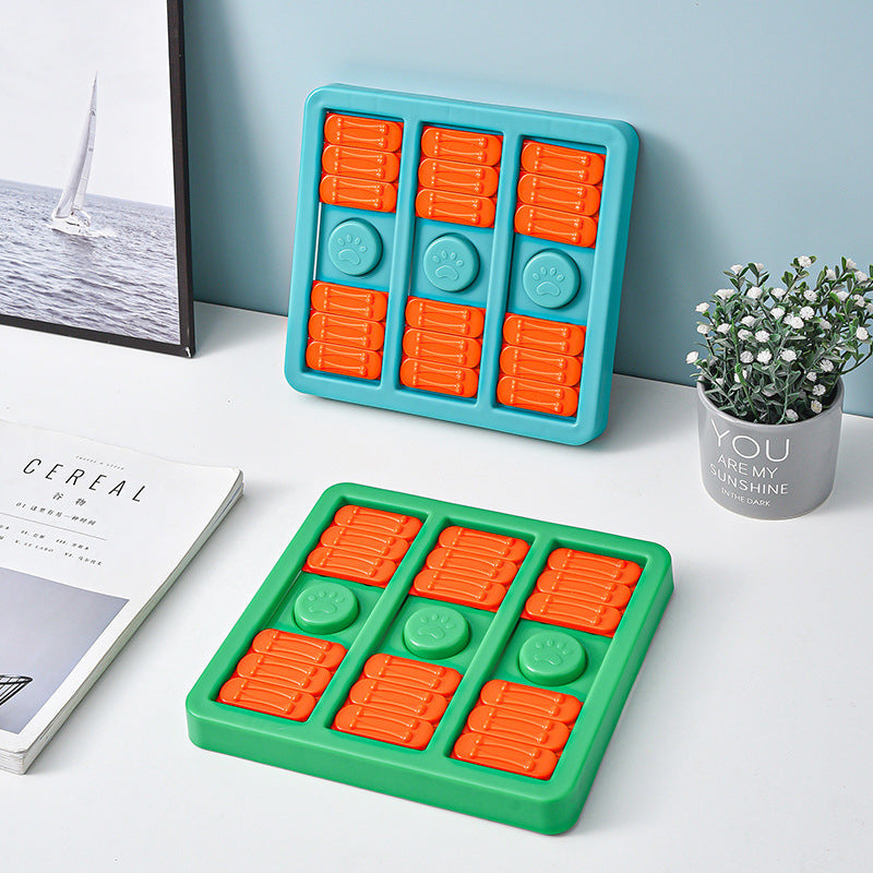 HKM-9040061 Interactive Dog Toy for Boredom Relief - Square Leaky Food Dispensing Design, Green/Blue, 23*24*2.8CM