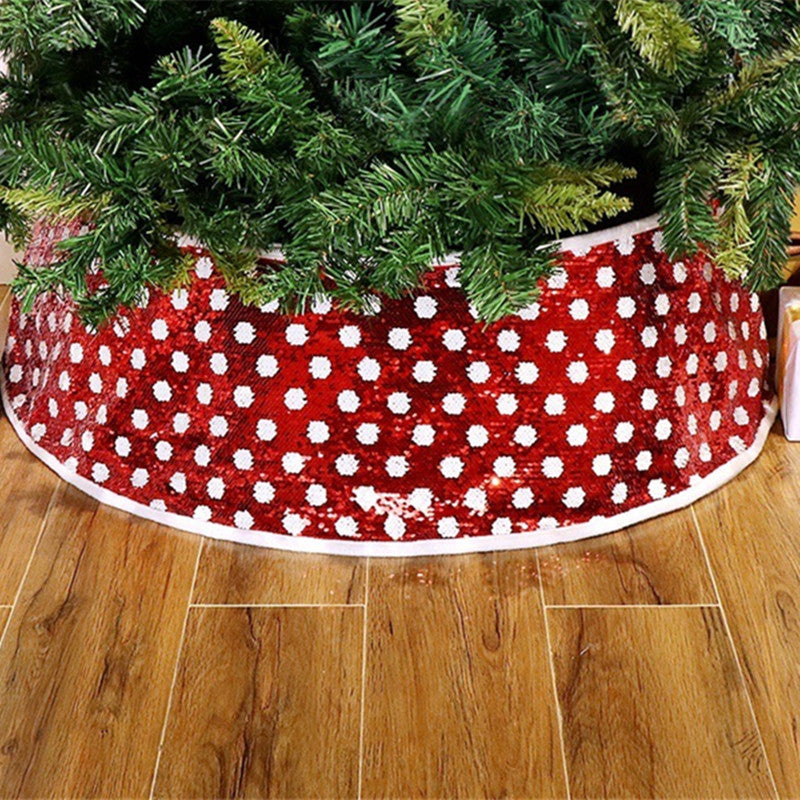HKM-904083 Creative Home Christmas Tree Skirt with Red and White Dot Sequins, Non-Woven Fabric, 61CM & 77CM