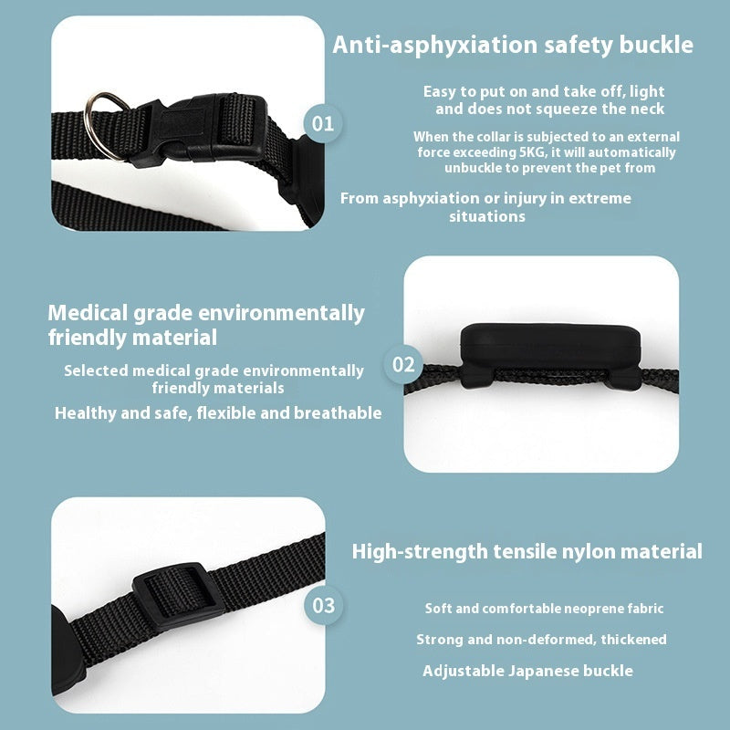 HKM-9041213 Pet Positioning Collar with Anti-Lost Tracker for Cats and Puppies - Bluetooth 5.2, Sound Alert up to 90 dB, Adjustable Size 28-39 cm, Available in Black, Blue, and Pink