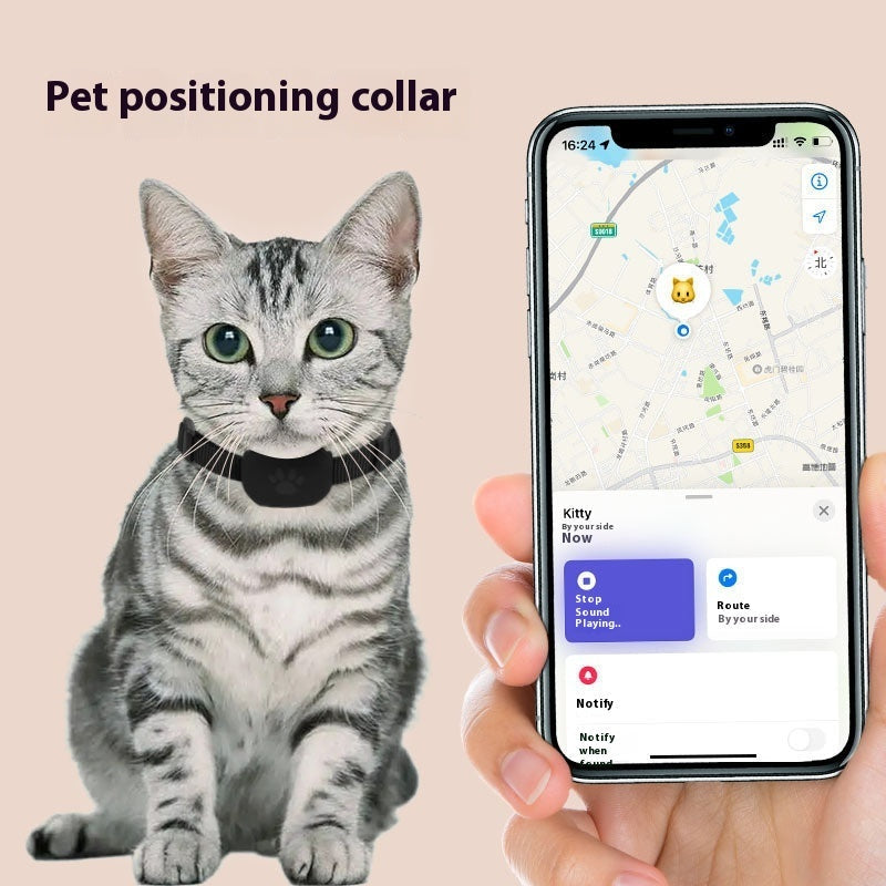 HKM-9041213 Pet Positioning Collar with Anti-Lost Tracker for Cats and Puppies - Bluetooth 5.2, Sound Alert up to 90 dB, Adjustable Size 28-39 cm, Available in Black, Blue, and Pink