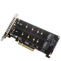 HKM-904147 Dual M.2 M-Key NVMe SSD RAID Expansion Adapter Card for PCIe x8 Motherboard - Black/Dark Gray