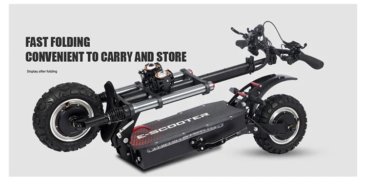 HKM-904147 Foldable 11-Inch Electric Off-Road Scooter, Dual Motor, Up to 100KM Range, Waterproof, 200KG Max Load