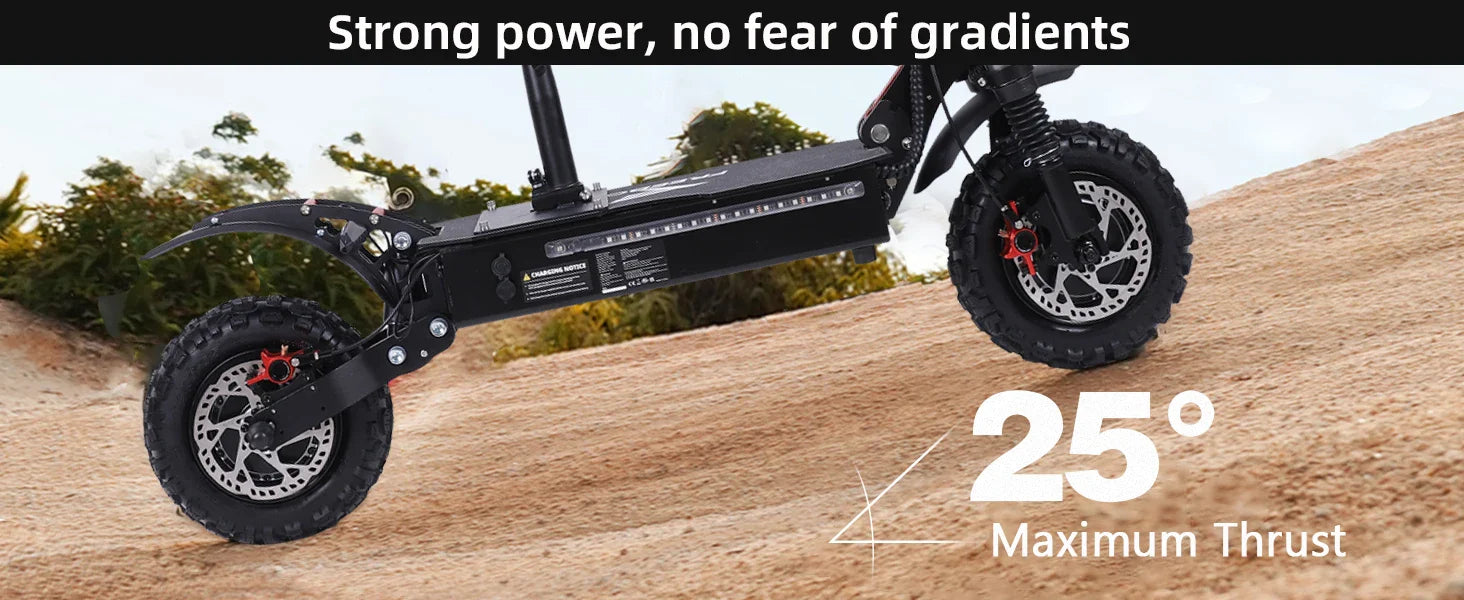 HKM-904147 Foldable 11-Inch Electric Off-Road Scooter, Dual Motor, Up to 100KM Range, Waterproof, 200KG Max Load
