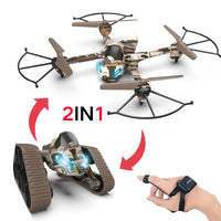 HKM-904211 2 in 1 Remote Control Tank Drone with HD Aerial Camera and 2-Axis Gimbal