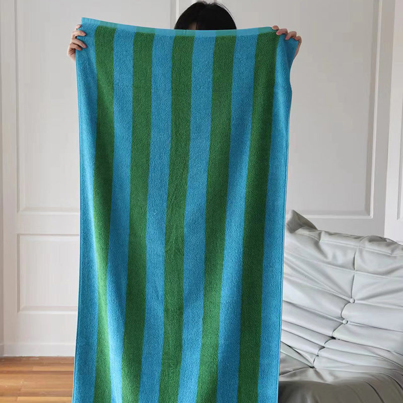 HKM-904211 Mori Retro Style Wide Stripe Combed Cotton Towel