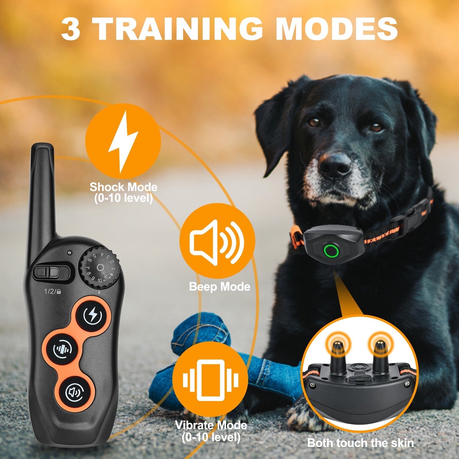 HKM-9042493 Remote Dog Training Collar with 600m Range, Adjustable Vibration and Shock, Waterproof Receiver