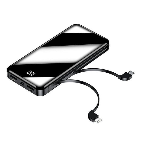 HKM-904339 20,000mAh Type-C Multi-Function Power Bank with Built-In Cable and Multiple USB Ports