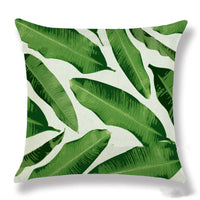 HKM-904339 Tropical Leaf Design Linen Pillowcase with Soft Cotton Filling