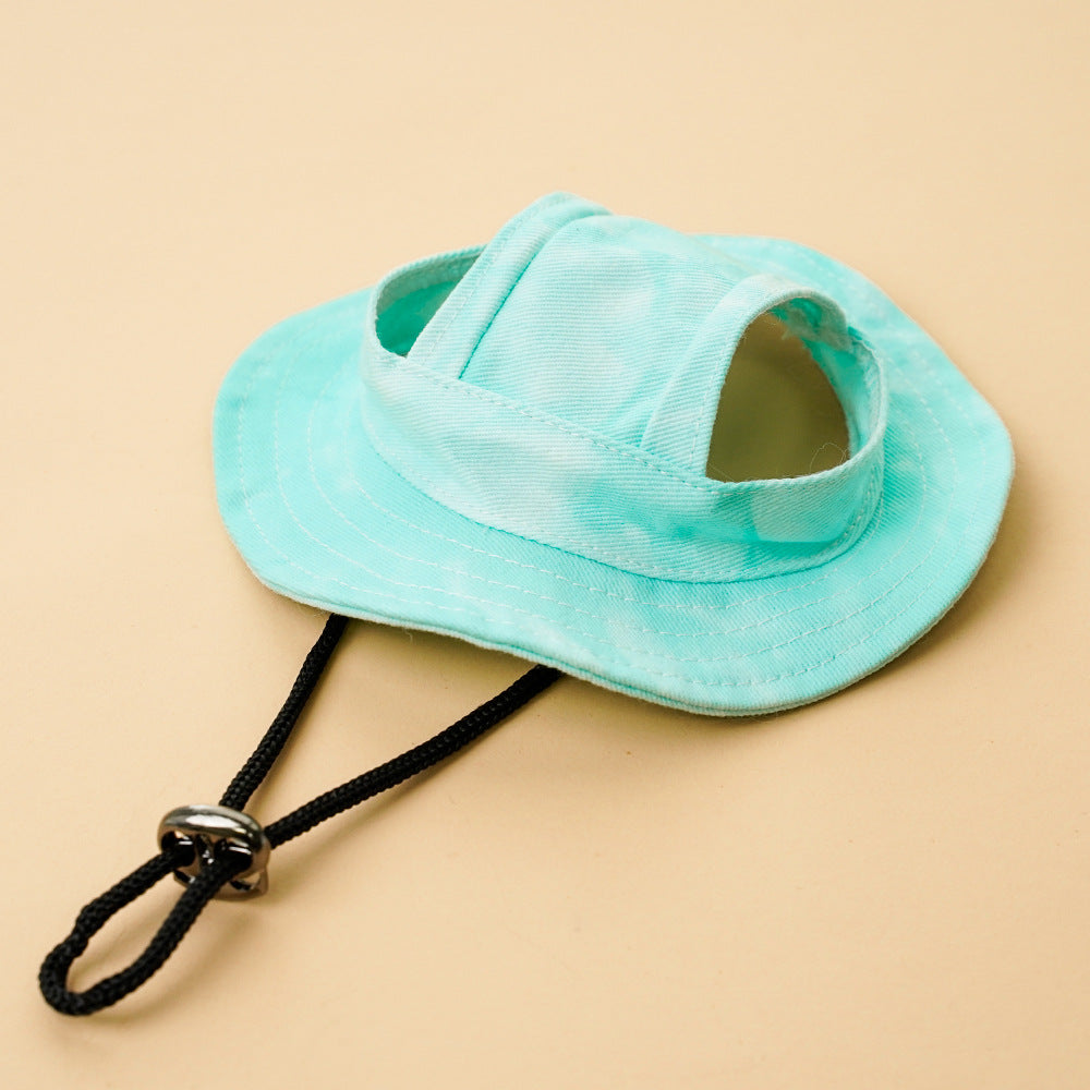 HKM-9044029 Adjustable Bucket Hat for Dogs and Cats - Sun Protection in Tie-Dye Colors
