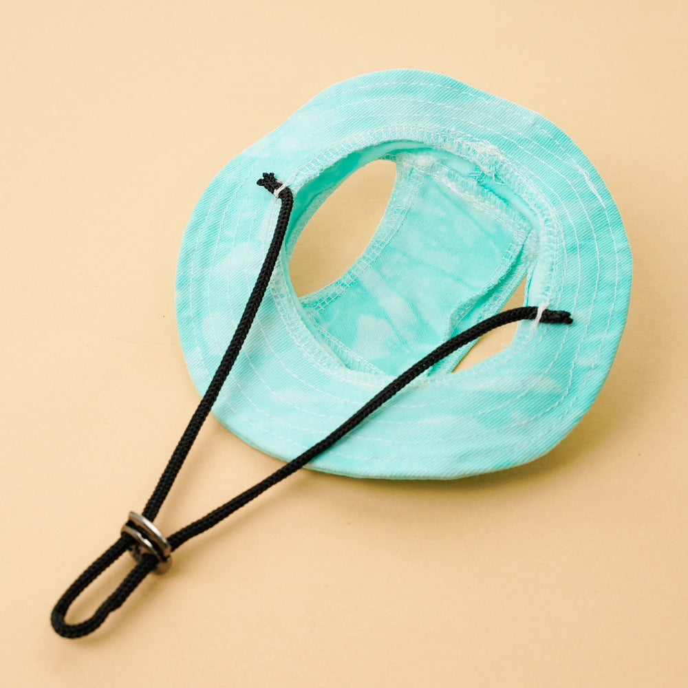 HKM-9044029 Adjustable Bucket Hat for Dogs and Cats - Sun Protection in Tie-Dye Colors