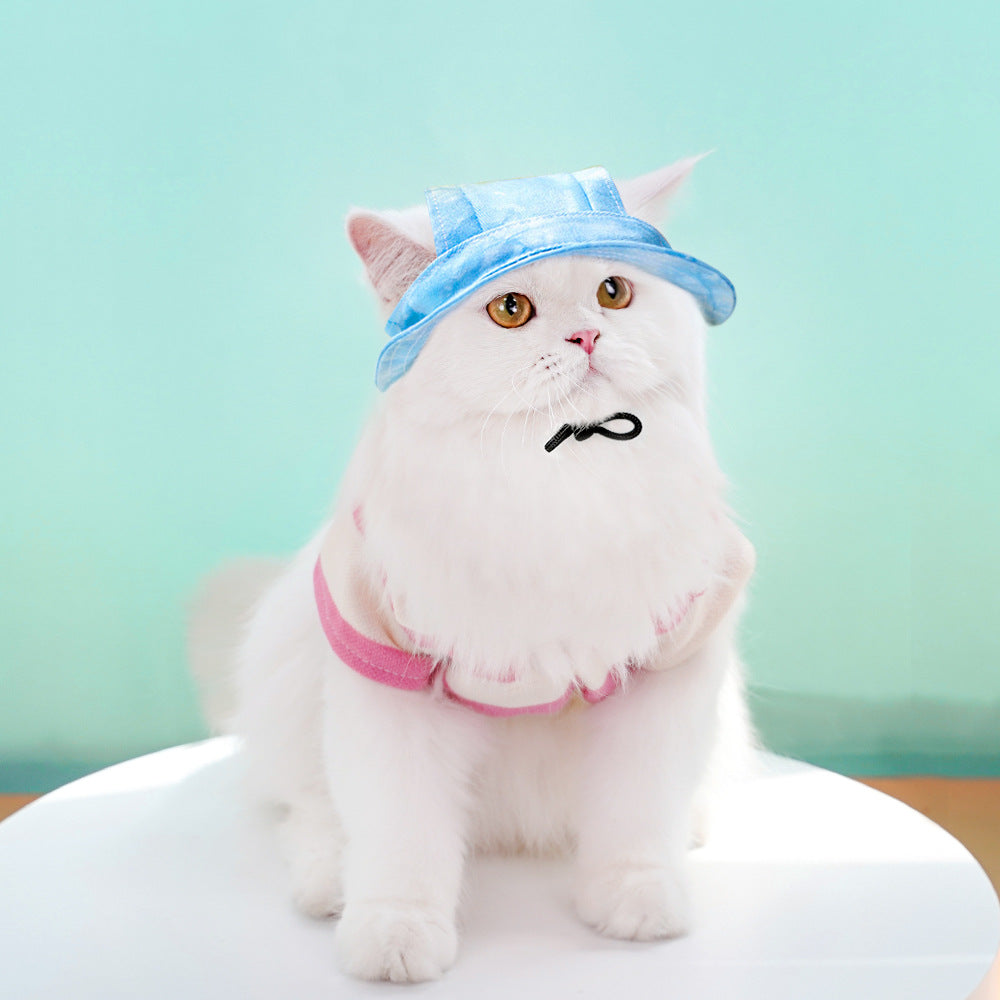 HKM-9044029 Adjustable Bucket Hat for Dogs and Cats - Sun Protection in Tie-Dye Colors