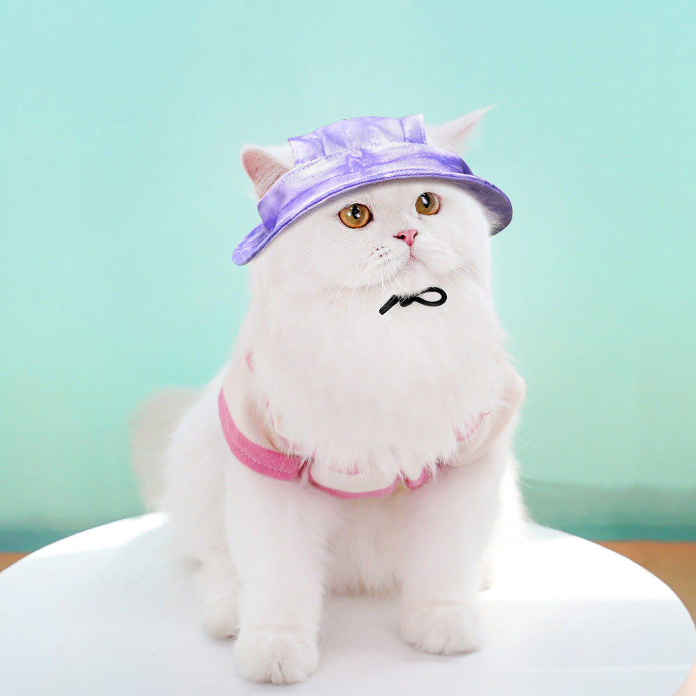 HKM-9044029 Adjustable Bucket Hat for Dogs and Cats - Sun Protection in Tie-Dye Colors
