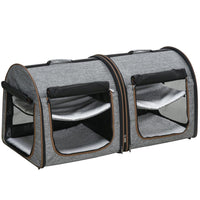 HKM-904467 Soft-Sided Portable Pet Cat Carrier with Padded Divider and Storage Bag - Grey
