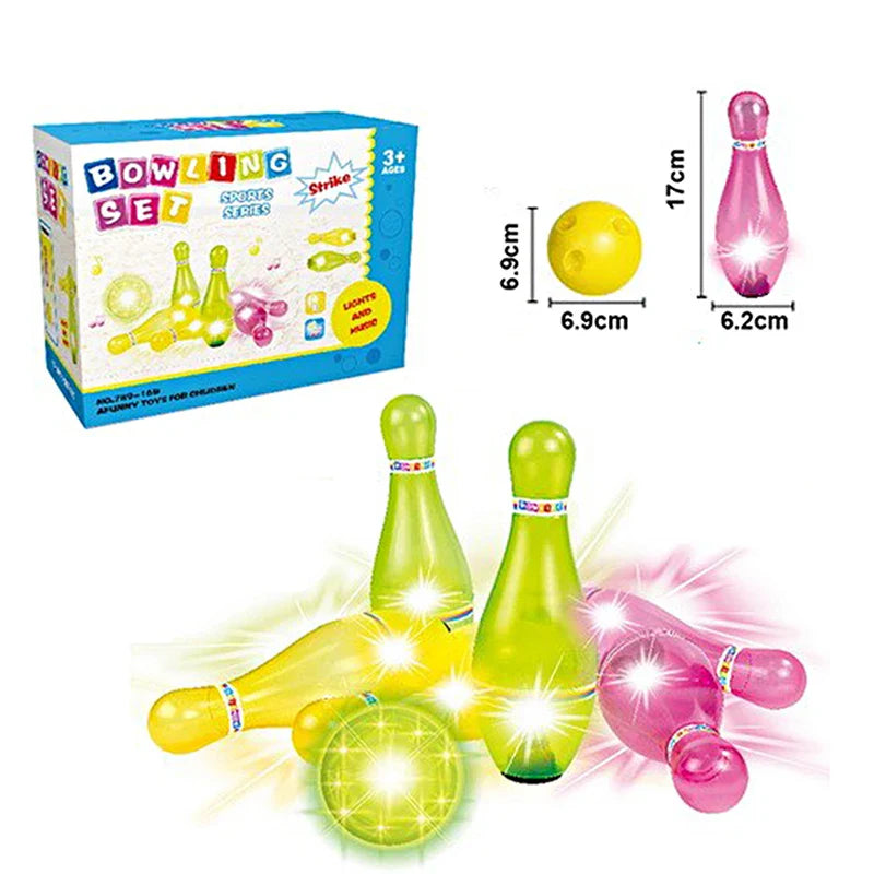HKM-904531 Indoor Bowling Playset for Kids with LED Lights and Music - Soft Bowling Balls and Mini Bowling Pins for Ages 2-4