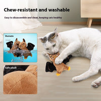 HKM-9046589 Rechargeable Plush Electric Cat Toy with Swinging Wings - Halloween Bat and Naughty Pumpkin Designs
